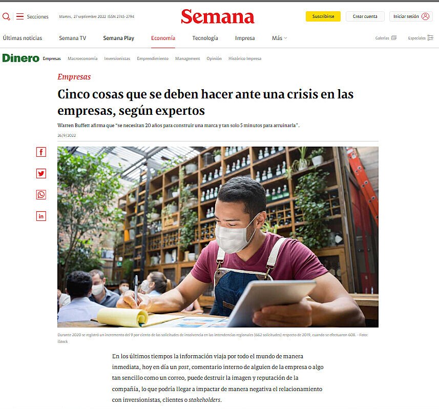 Cinco cosas que se deben hacer ante una crisis en las empresas, segn expertos